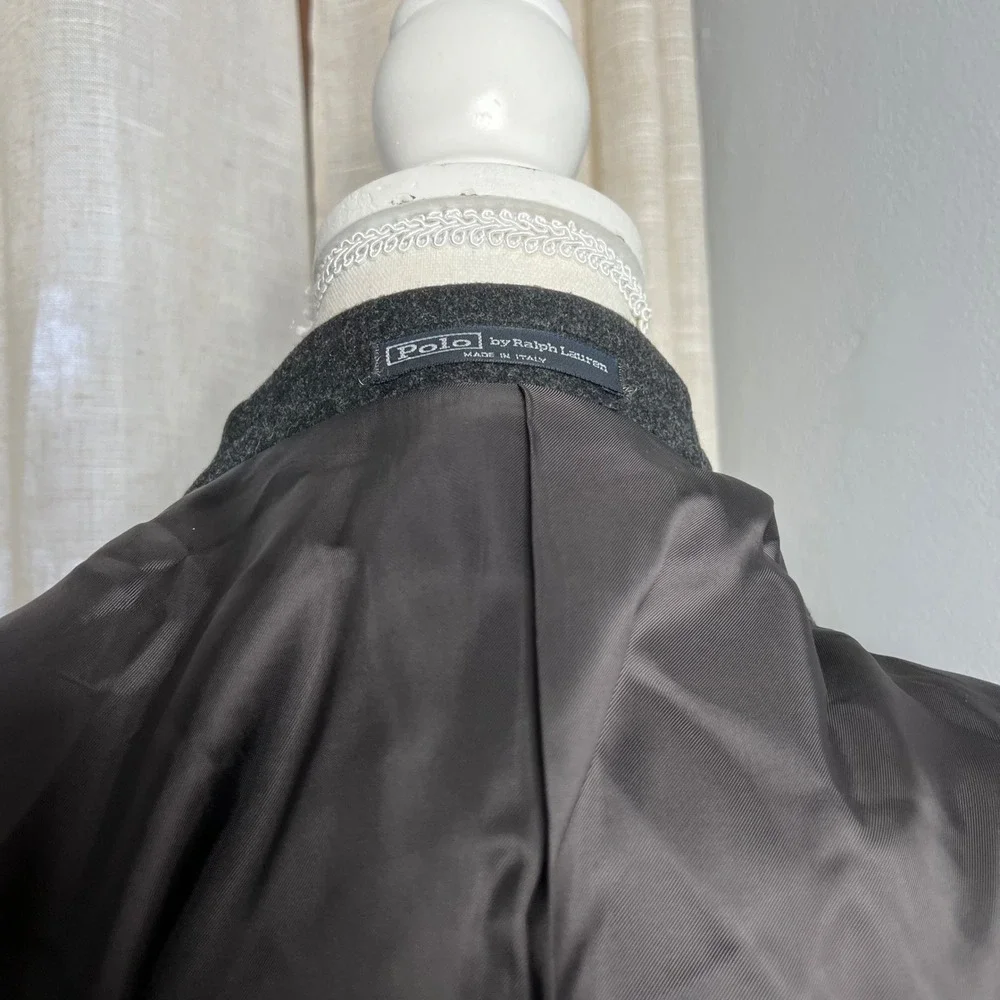 Vintage Polo Ralph‎ Lauren ITALY Wool Cashmere Blazer Jacket Charcoal Size 40